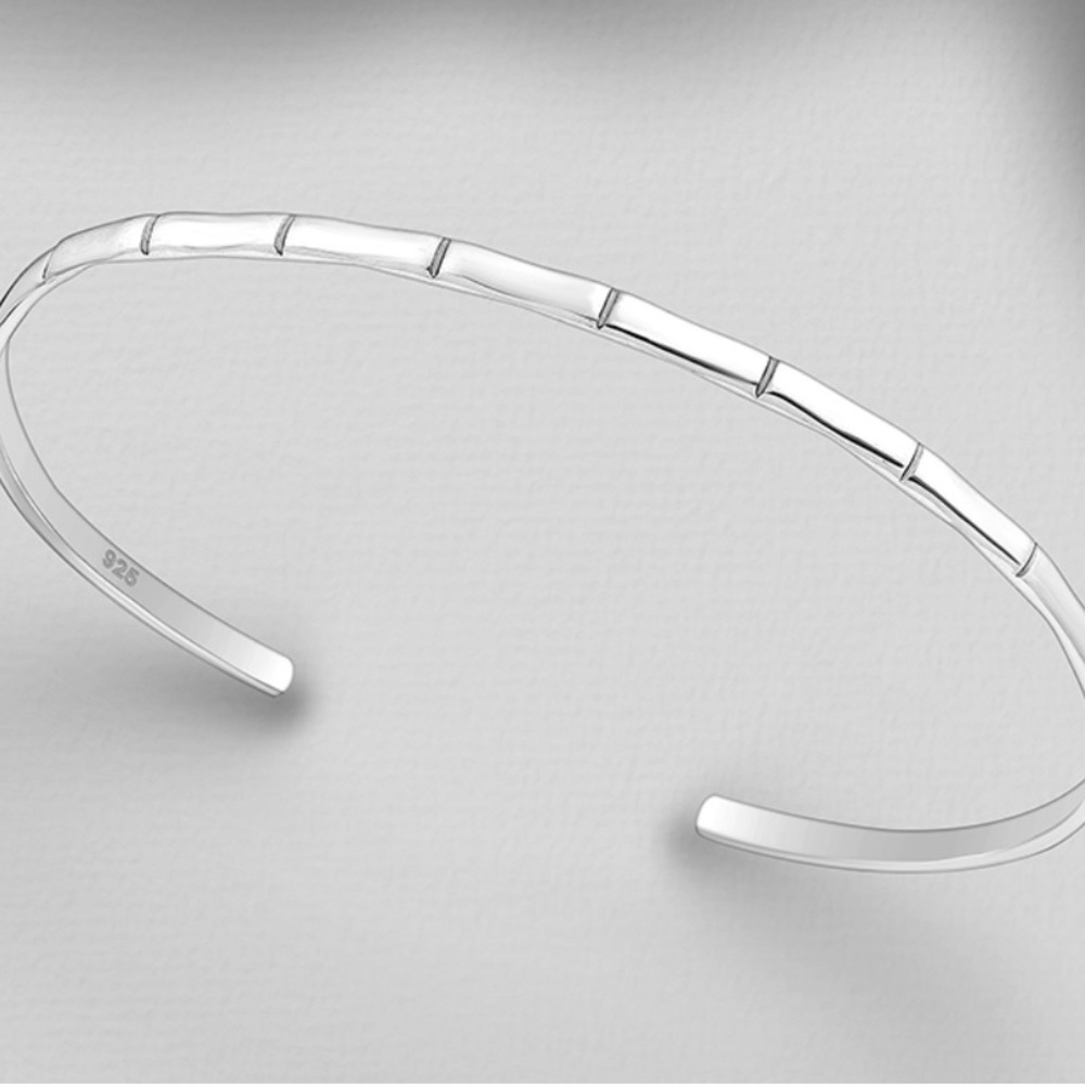 ✨ Thin 925 Sterling Silver Bamboo Cuff Bracelet ✨